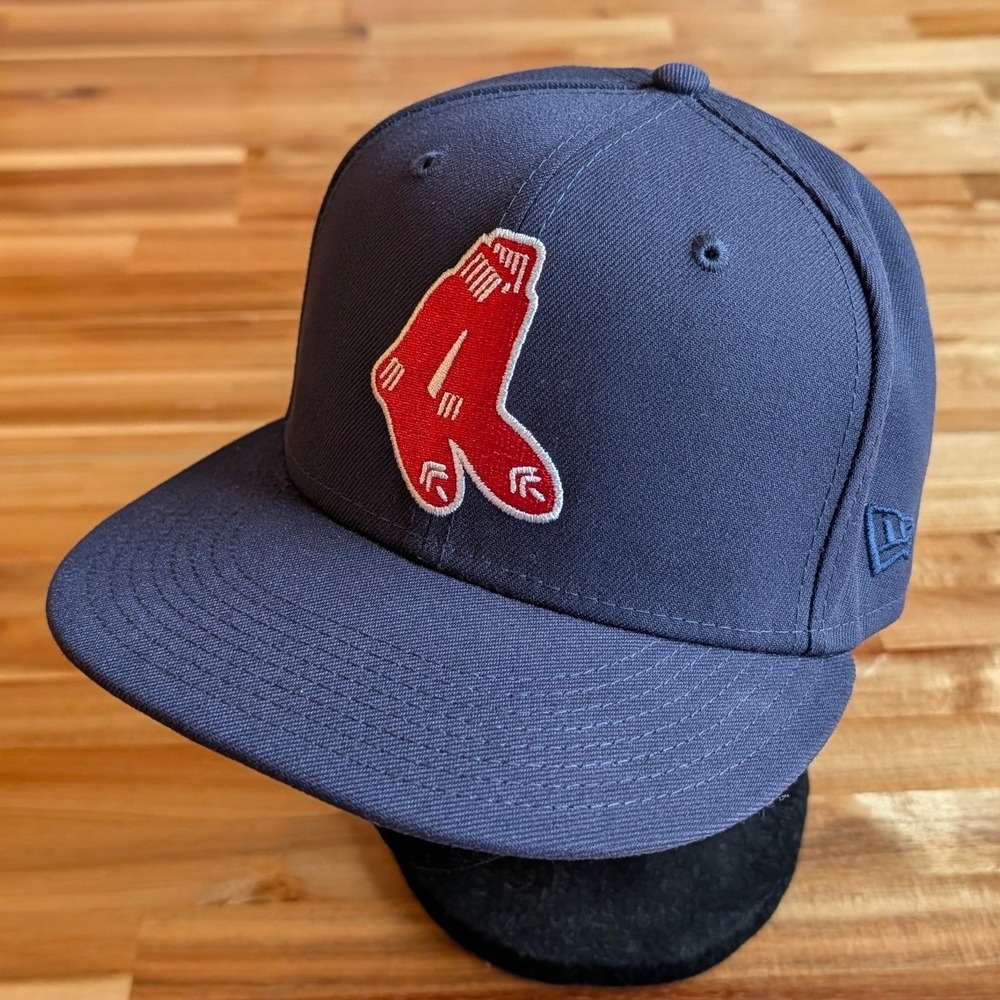 New Era 59FIFTY Boston Red Sox Fitted Hat 7 3/8 Navy Blue MLB Baseball Cap